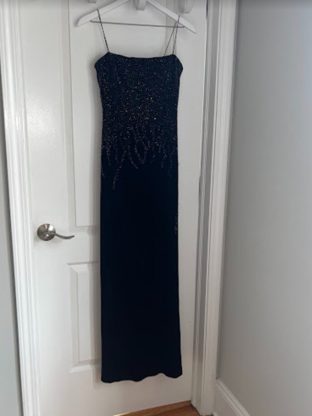 JS Boutique Vintage Y2K/90s Bedazzled Velvet Prom/Evening Gown, Black - Size 8